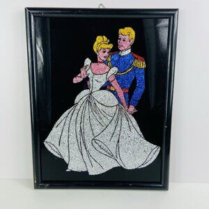 Vintage Cinderella Framed Crumpled Foil Art 12” x 9”